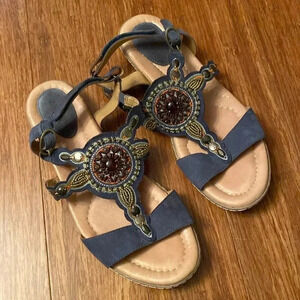 Earth sunbeam Mira an blue beaded sandal - size 10 - like new condition